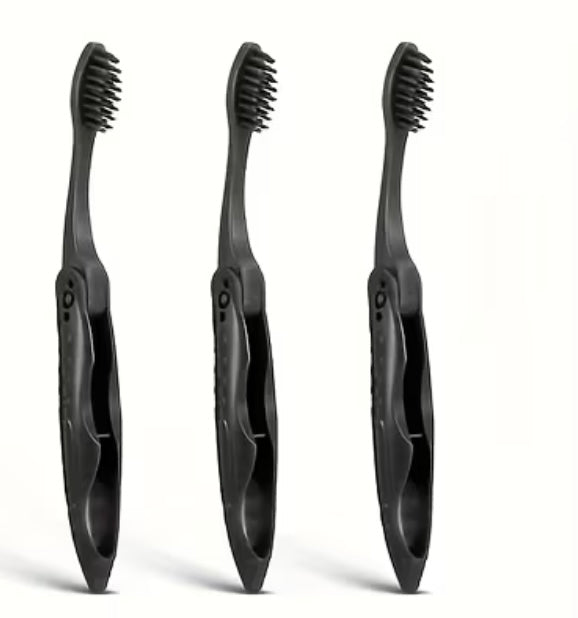 4 Pcs of black foldable travel toothbrush
