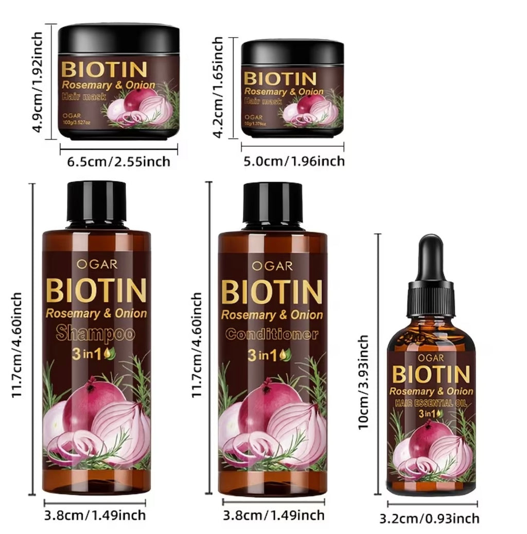Set of 5 pieces for onion and biotin hair care