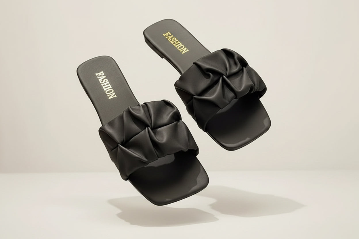 Women's sandals Flat slip-on slippers with ruffles for women