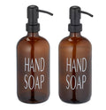 2 x Dispenser di Sapone in Vetro Marrone - 500 ml