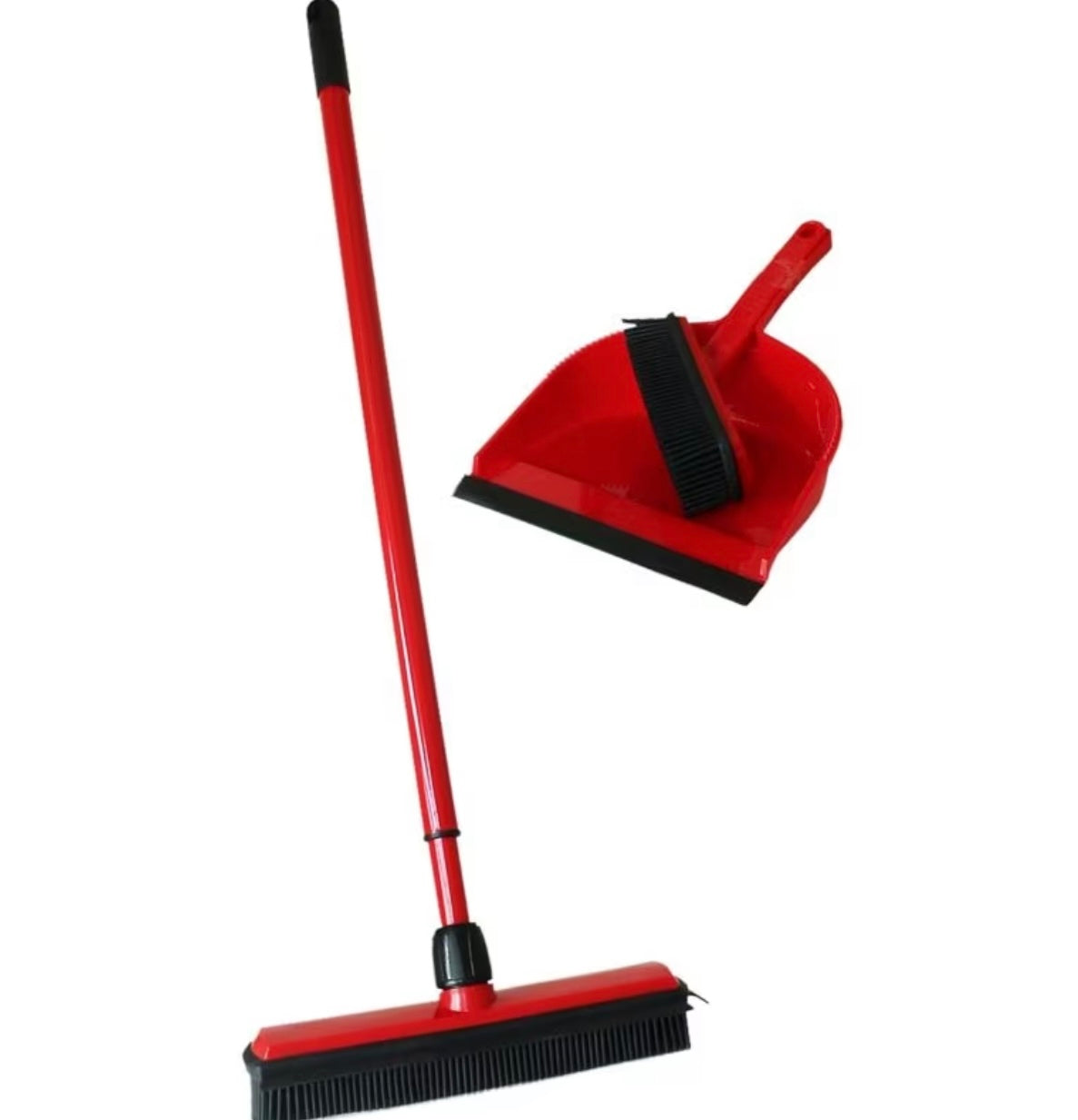 Set di pulizia 4 pezzi - Scopa con setole e manico telescopico + Spazzola manuale con setole e paletta