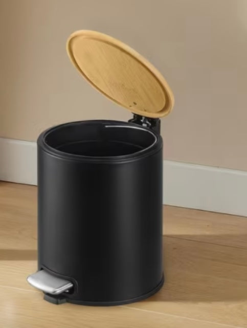 Cestino per rifiuti da bagno 6 con coperchio in bambù