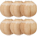 6 Paper lanterns in jute canvas with lace print