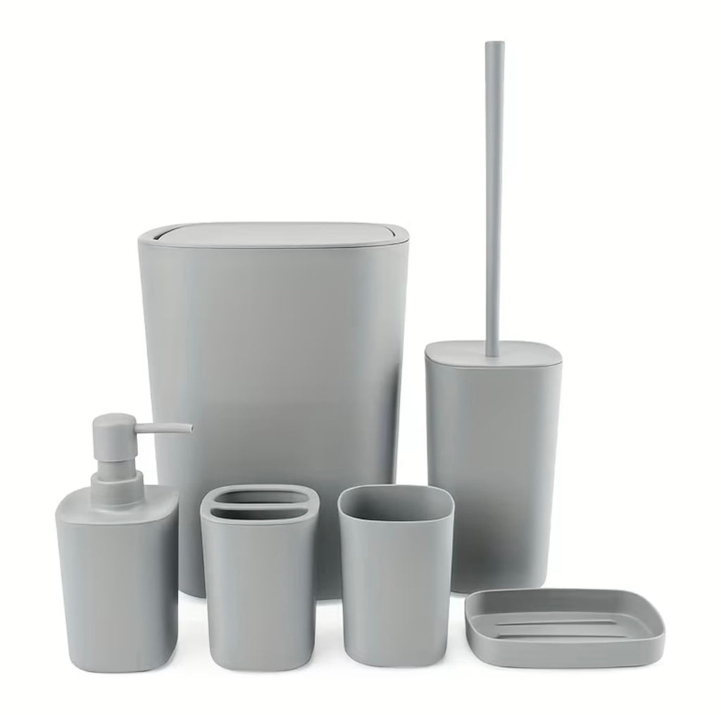 6 Pieces Modern Plastic Bathroom Set Complete
