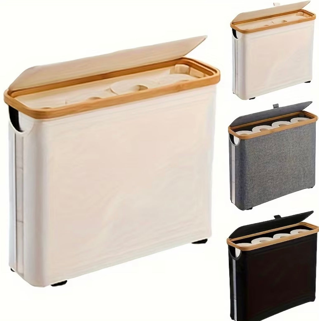 Organizzatore da bagno in bambù moderno con coperchio