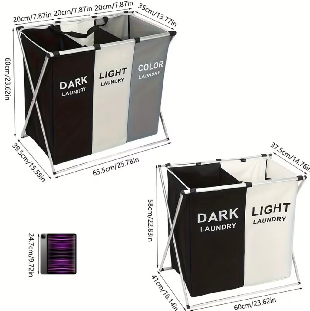 Laundry basket 1 pc, Dirty laundry basket, 3 compartments