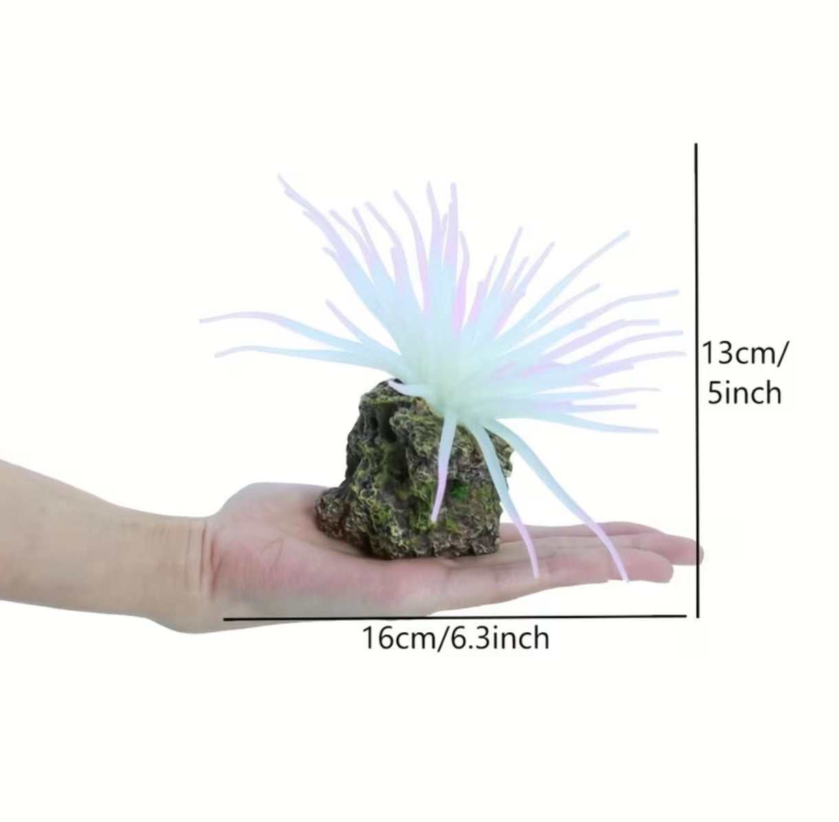 1 Pcs Fluorescent Anemone, Resin Base, Aquarium Decoration