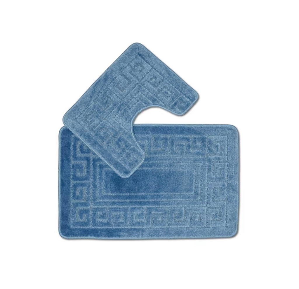 Set di 2 Tappetini da Bagno Antiscivolo in Stile Greco