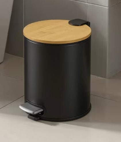 Cestino per rifiuti da bagno 6 con coperchio in bambù