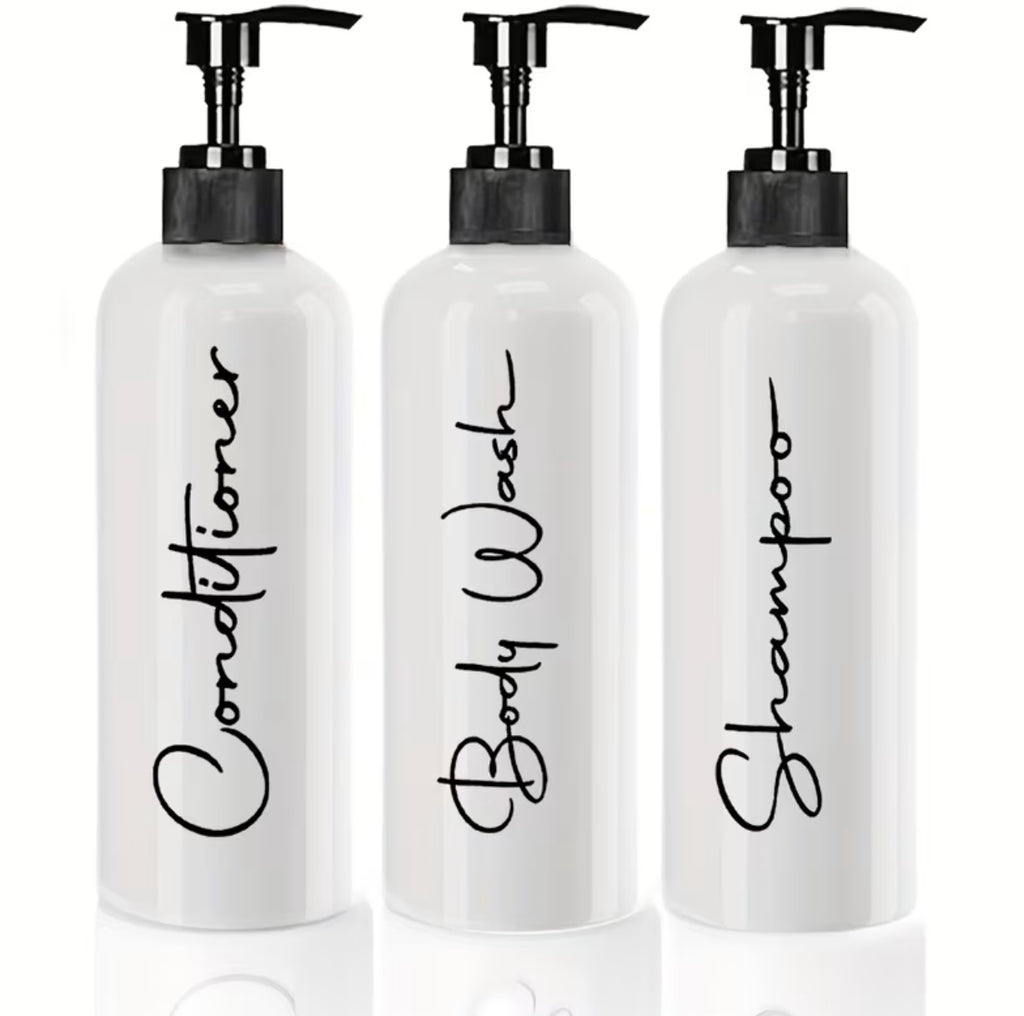 3 pieces of plastic shower bottles