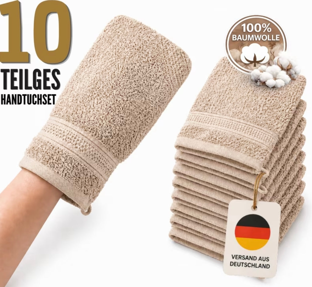 Set di Asciugamani a mano da 10 Pezzi in 100% Cotone