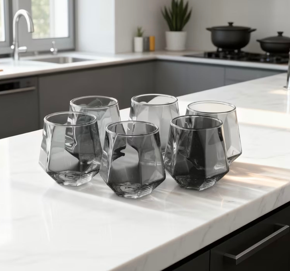 Set of 6 glass cocktail glasses