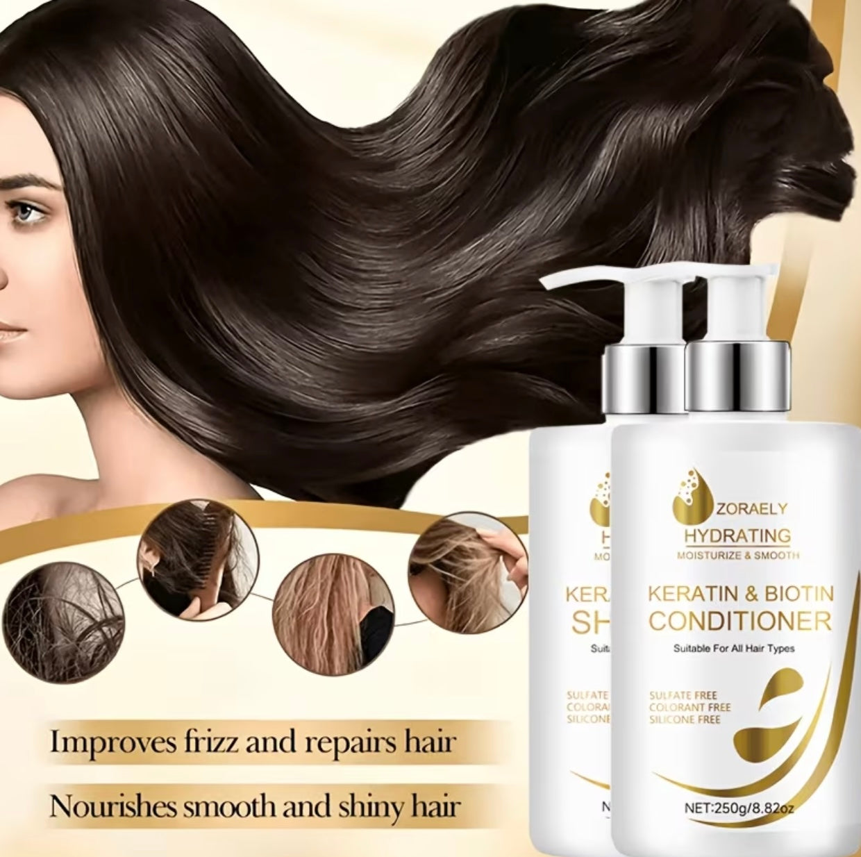 ZORAELY Hair Care Set with Keratin and Biotin