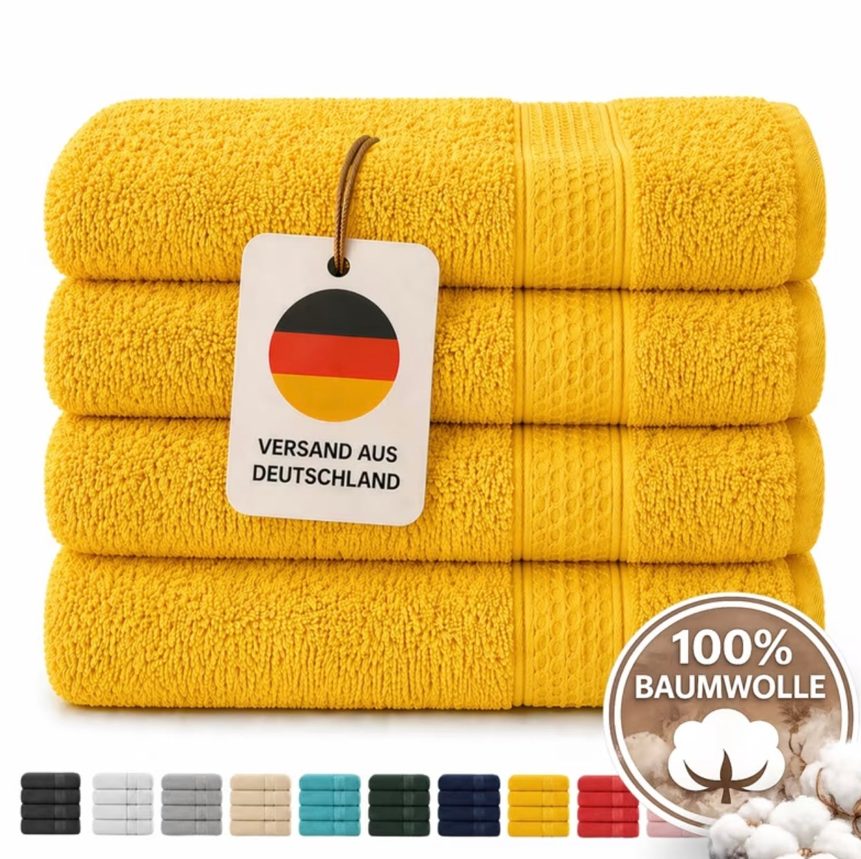Set of 4 bath towels for shower and sauna