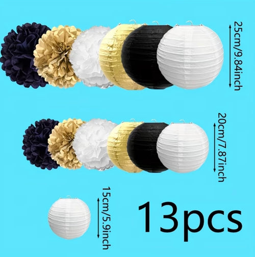 13 pieces, Set of paper lanterns to

Black or white contrast