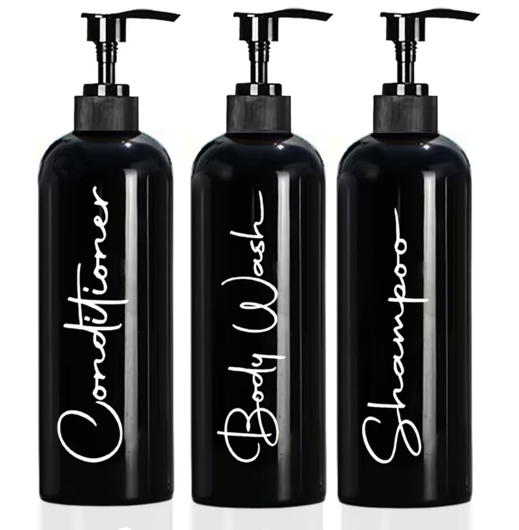 3 pieces of plastic shower bottles