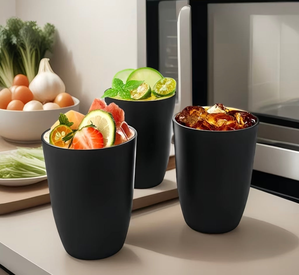 Set of reusable plastic glasses