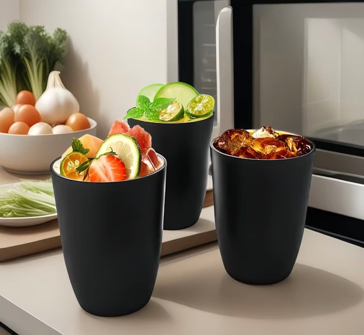 Set of reusable plastic glasses