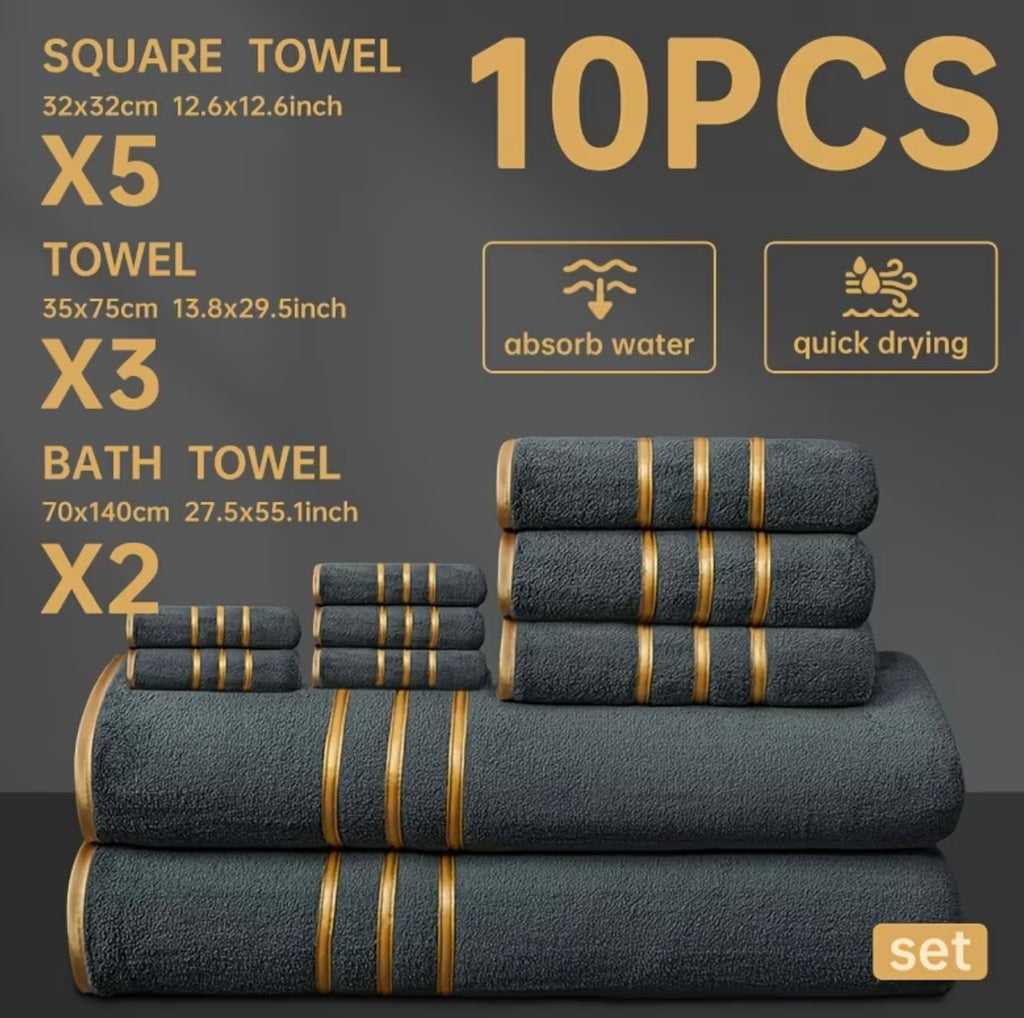 10-piece coral fleece towel set