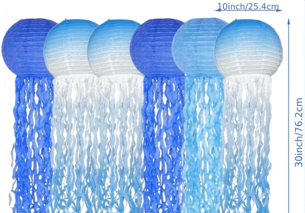 Blue Gradient Paper Lantern Set