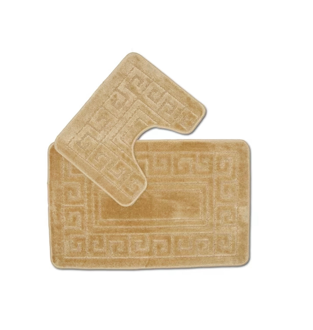 Set di 2 Tappetini da Bagno Antiscivolo in Stile Greco