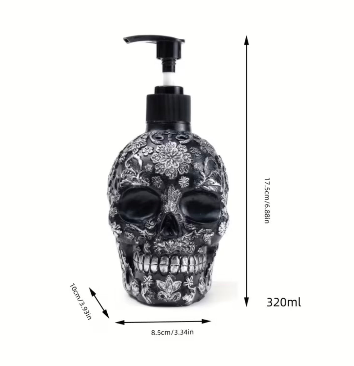 Dispenser di sapone liquido a forma di teschio gotico