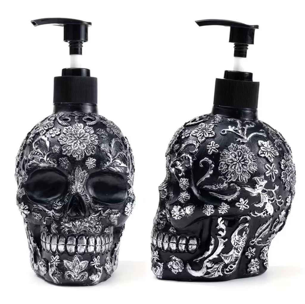 Dispenser di sapone liquido a forma di teschio gotico