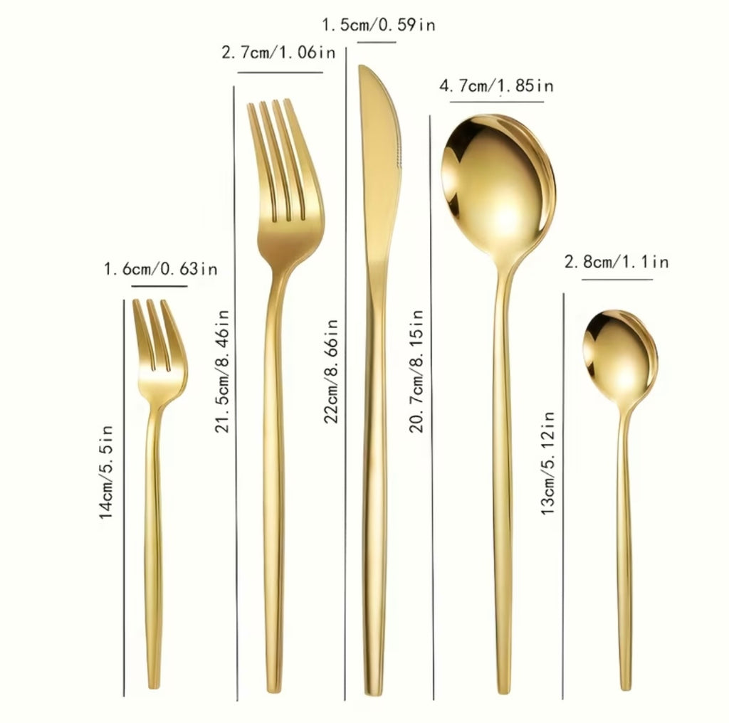 An elegant and luxurious 30-piece stainless steel cutlery set