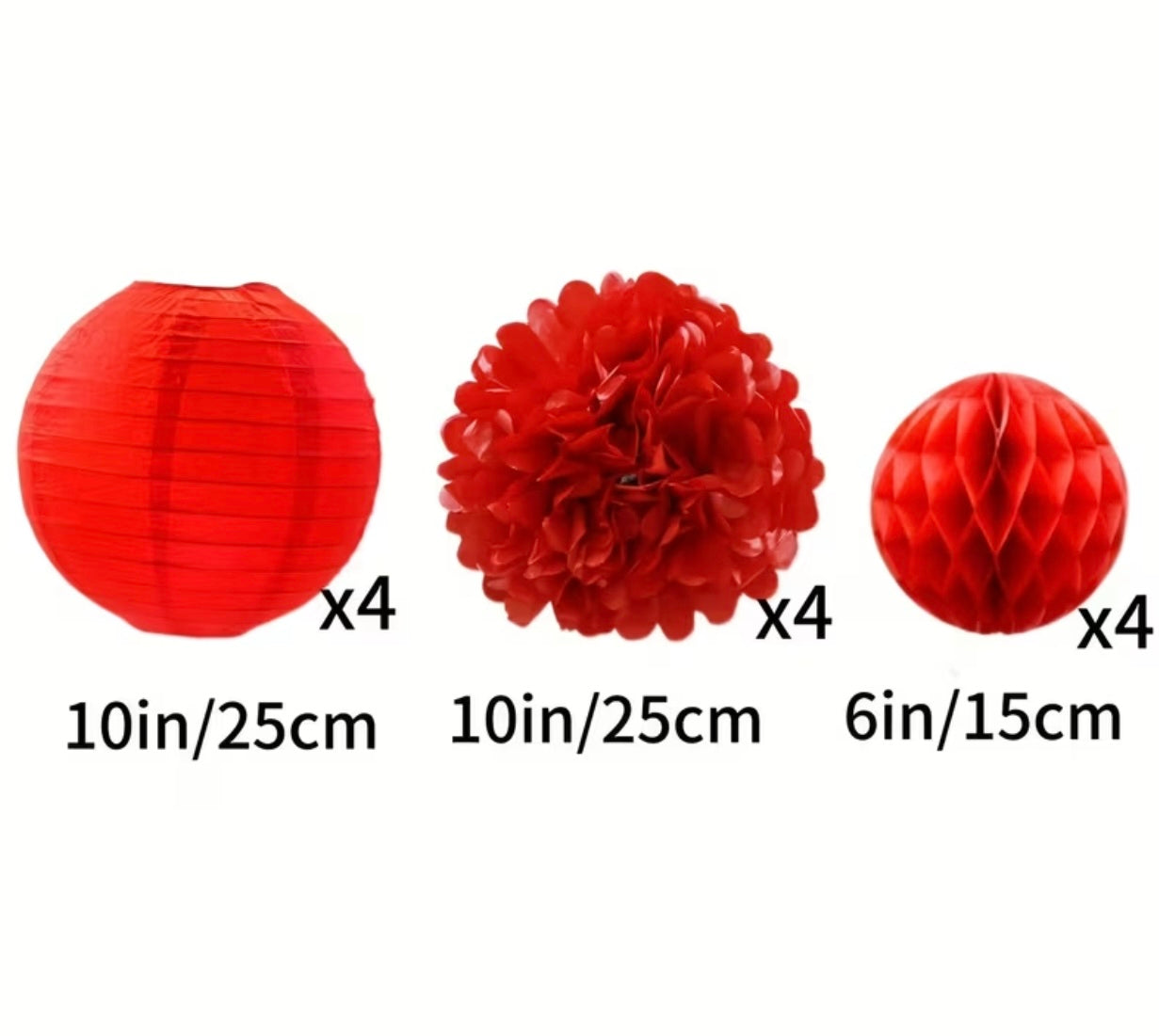 12 Pieces Red Paper Lanterns