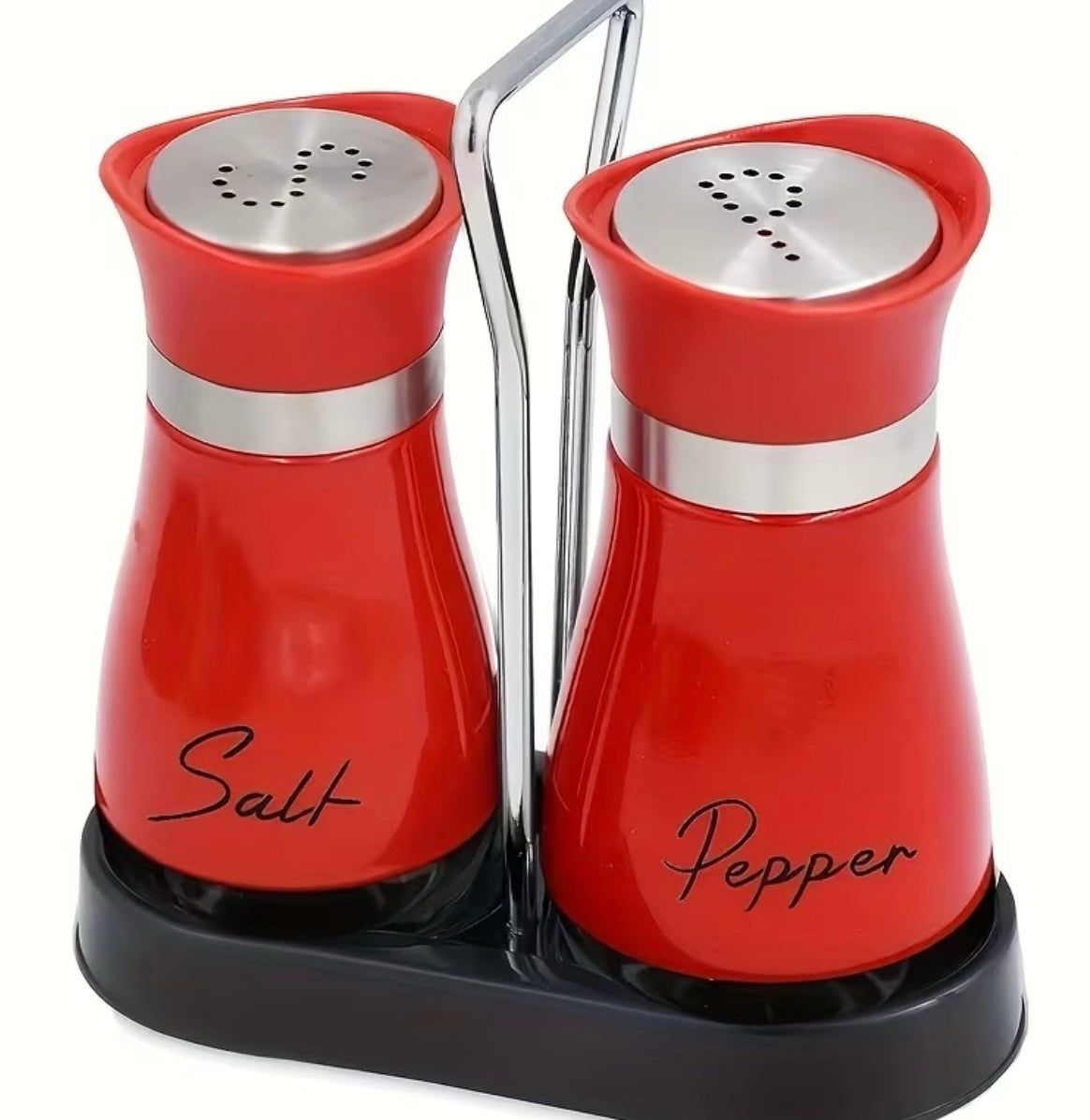 Salt and Pepper Set with Storage Rack (1 Storage Rack + 2 Bottles)