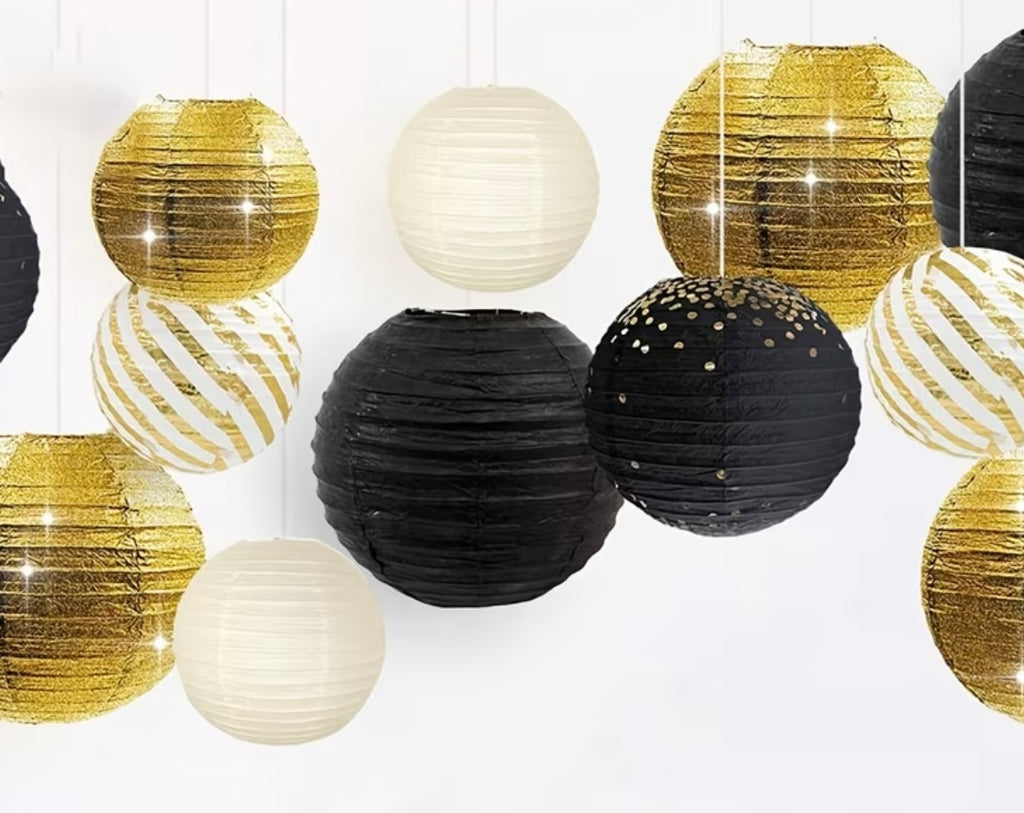 Set of 7 paper lanterns for parties