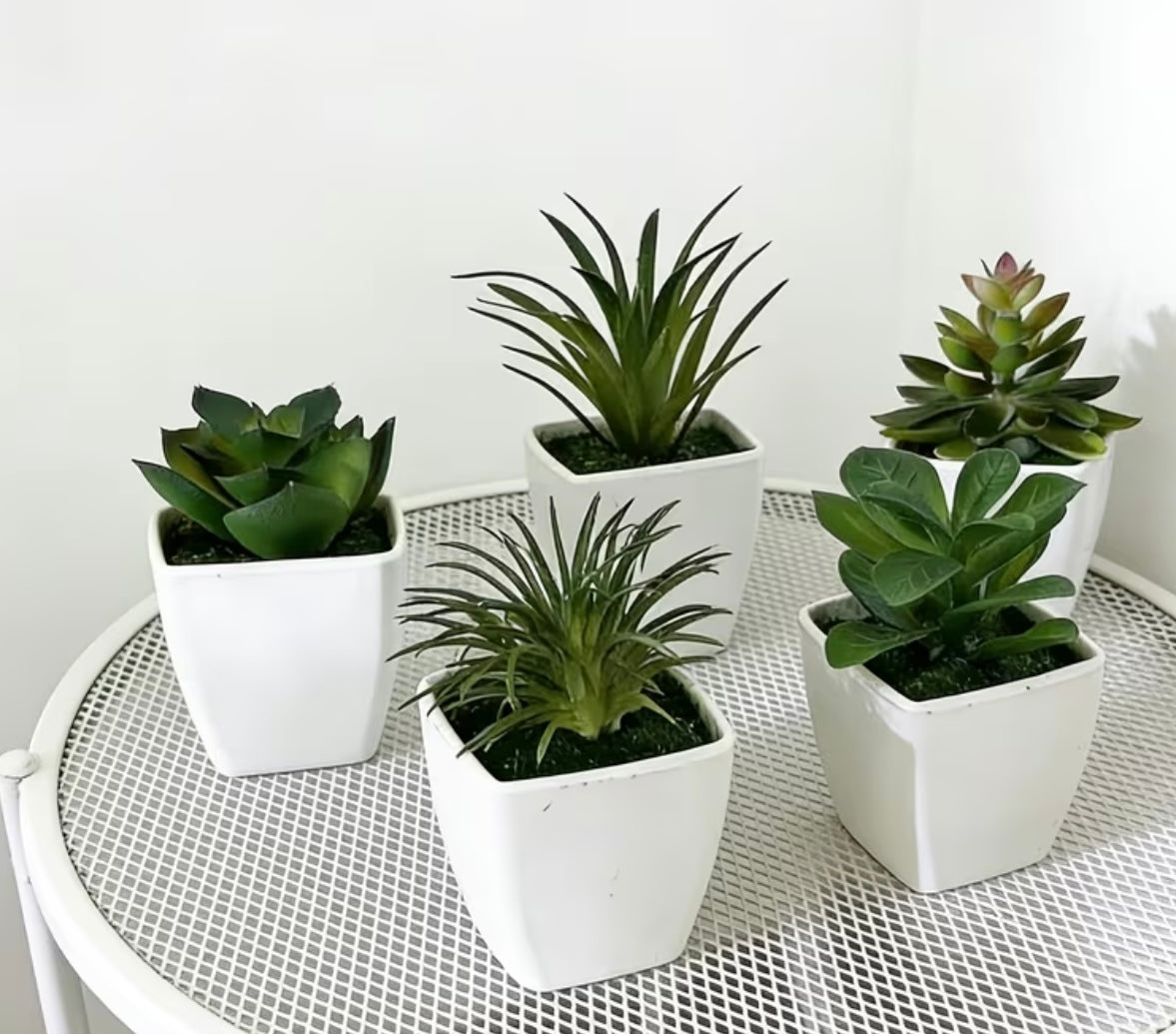 Set of 5 pieces of artificial potted plants