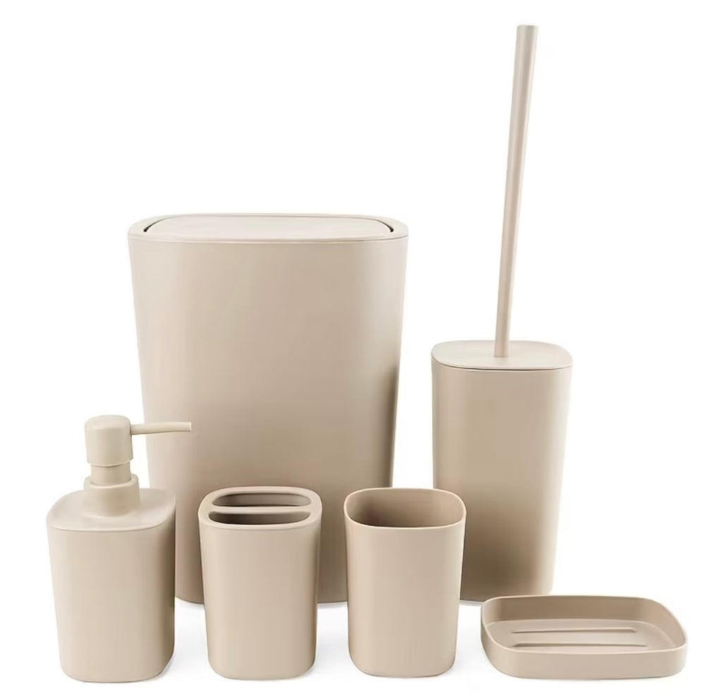 6 Pieces Modern Plastic Bathroom Set Complete