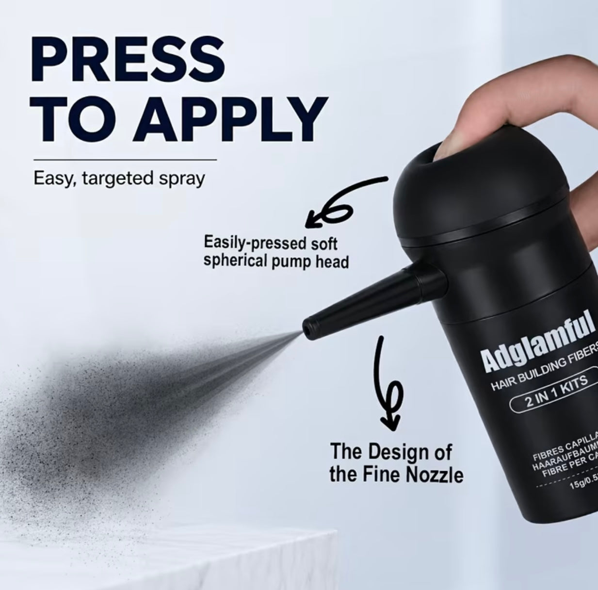 Matching nozzle set for fibre powder for hair dye filling