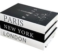 Set of 3 elegant black and white fake decorative books