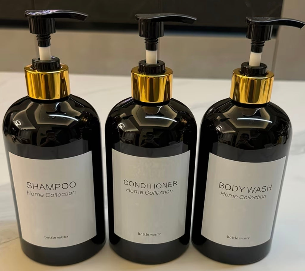 Set of 3 dispensers for shampoo and conditioner