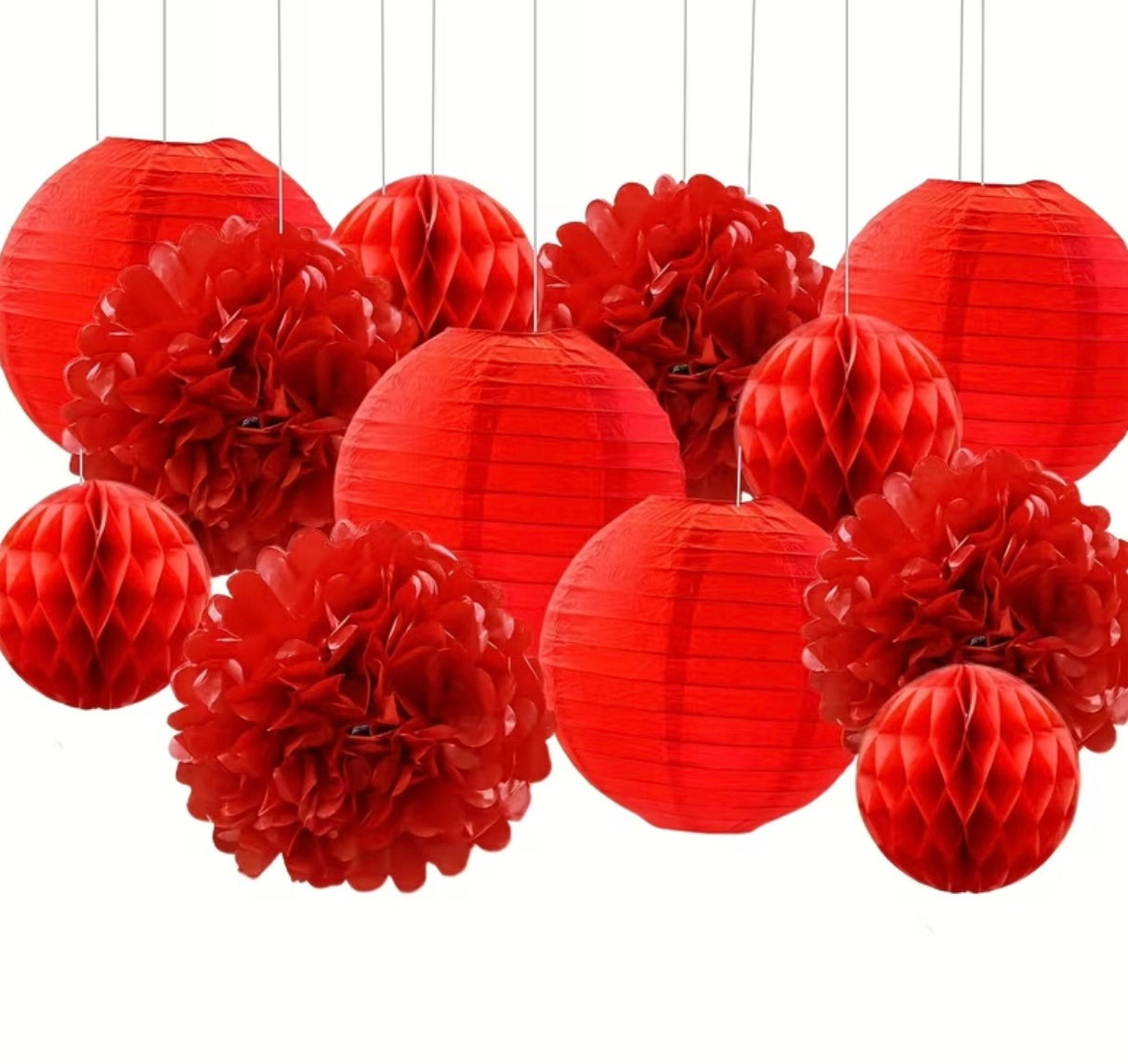 12 Pieces Red Paper Lanterns