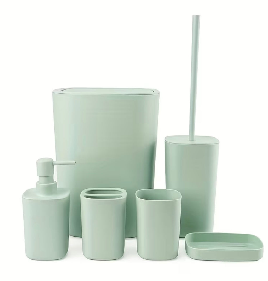 6 Pieces Modern Plastic Bathroom Set Complete