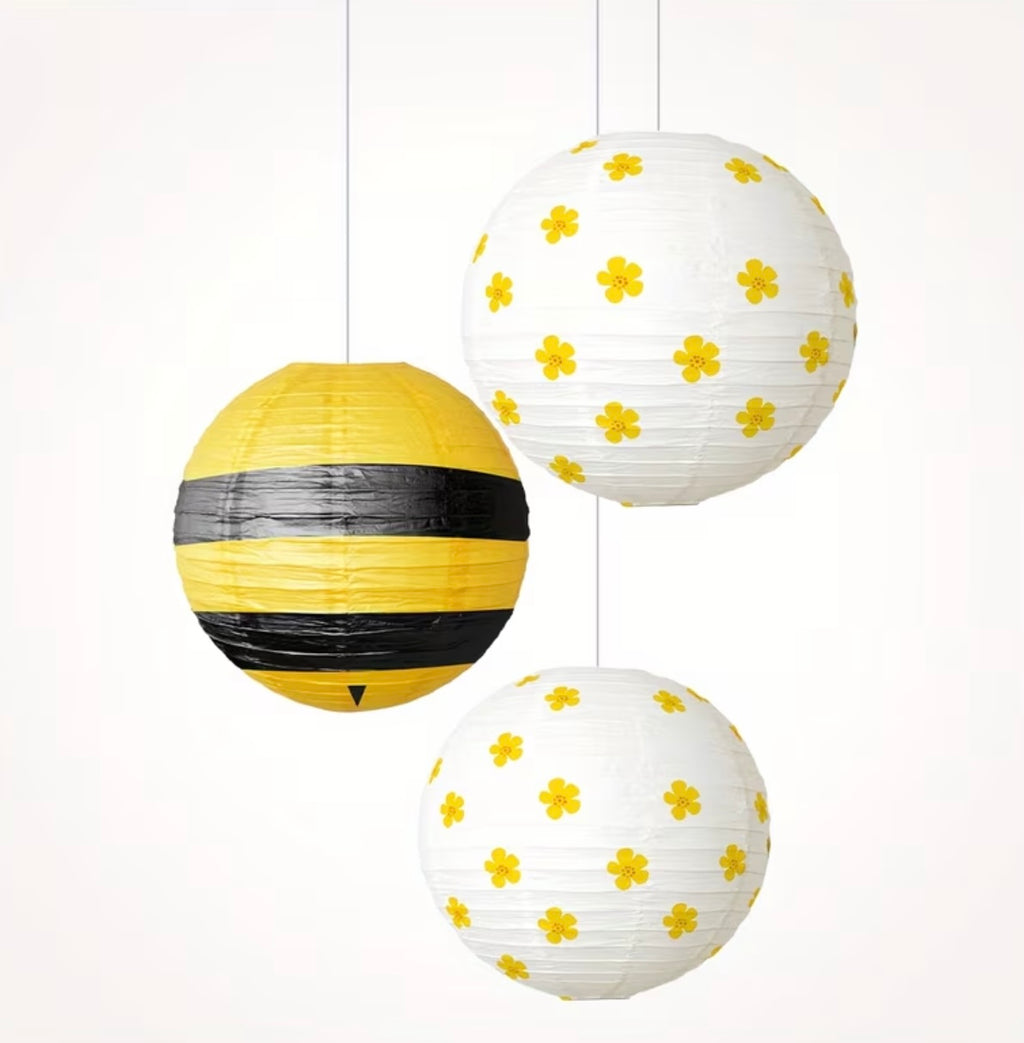 Paper lanterns, bee-themed hanging lantern