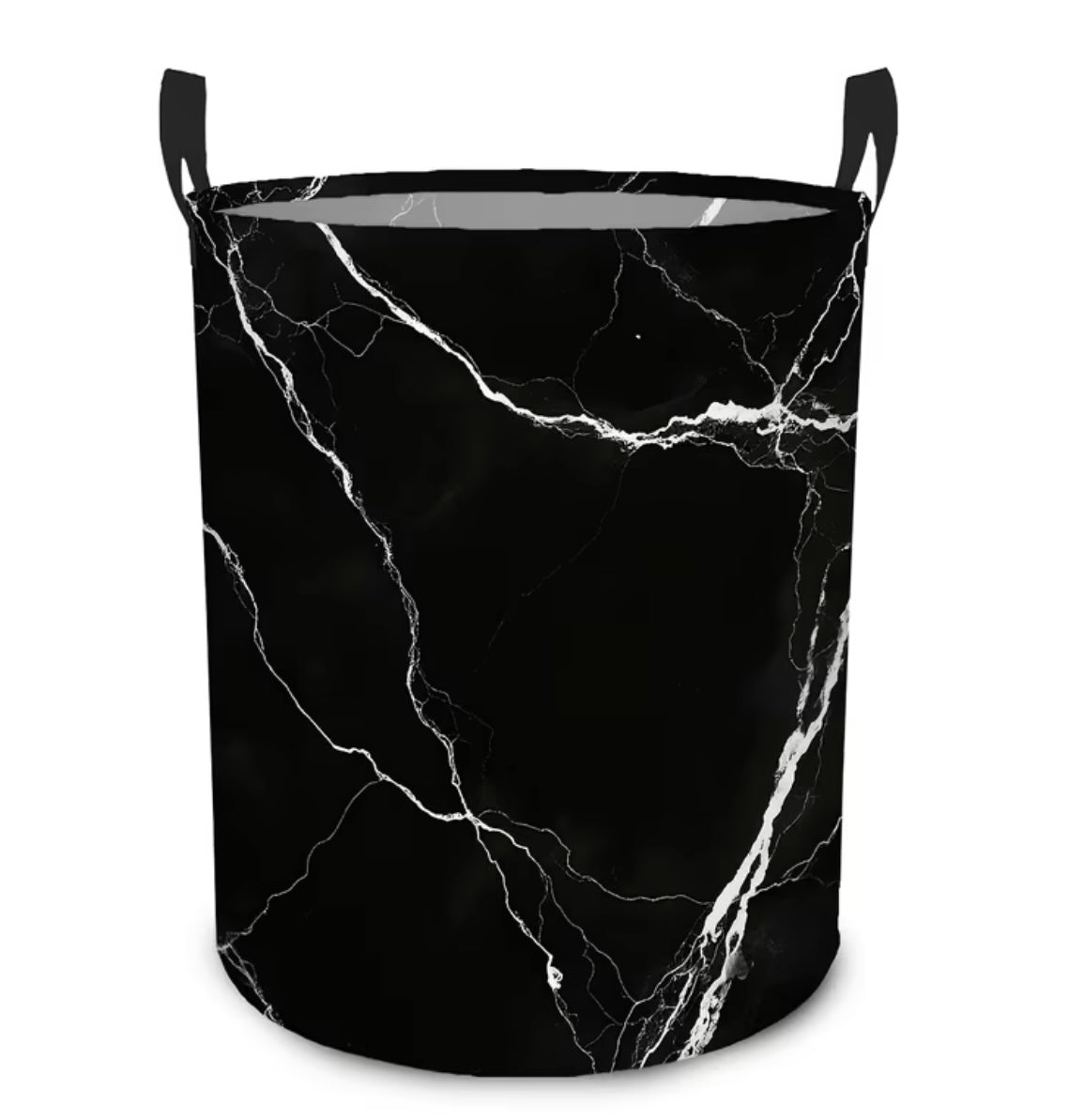 1 pc, Foldable laundry basket with black marble veins