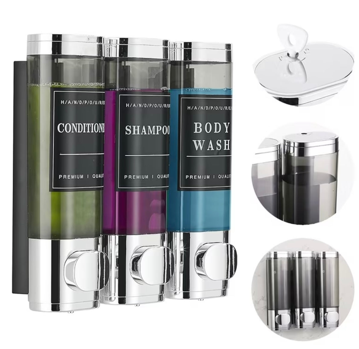 Set Dispenser Sapone da Parete 3x100ml