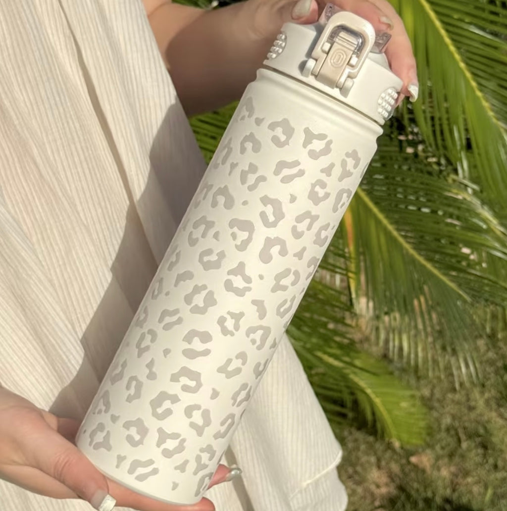 750ml Stainless Steel Thermal Glass with Leopard Print
