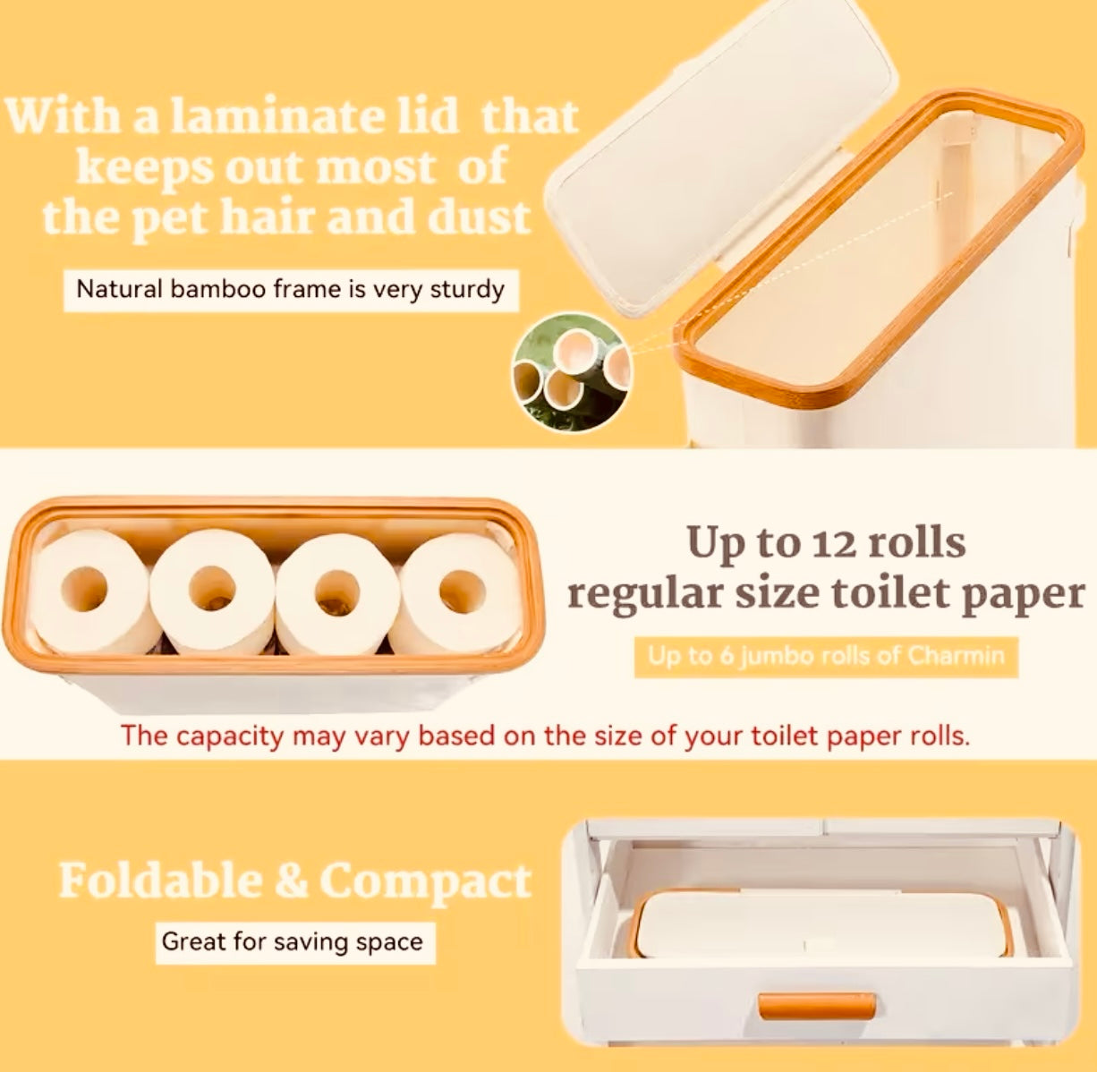 Organizzatore da bagno in bambù moderno con coperchio
