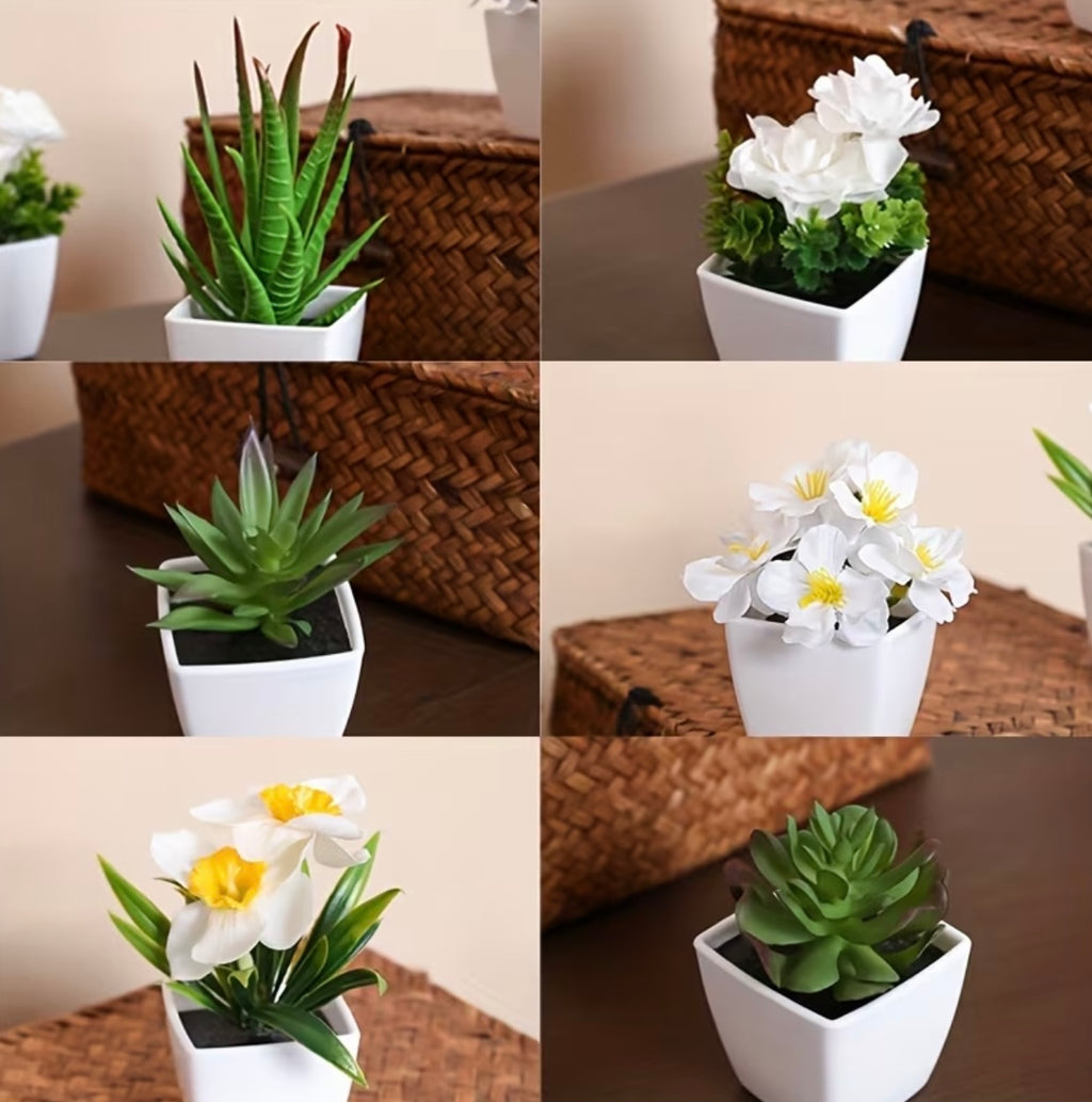 1SET-6pcs Set of Artificial Potted Plants