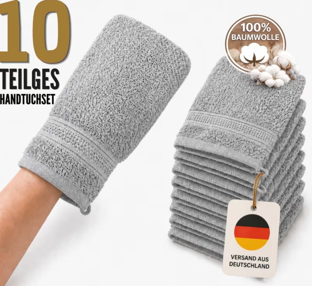 Set di Asciugamani a mano da 10 Pezzi in 100% Cotone