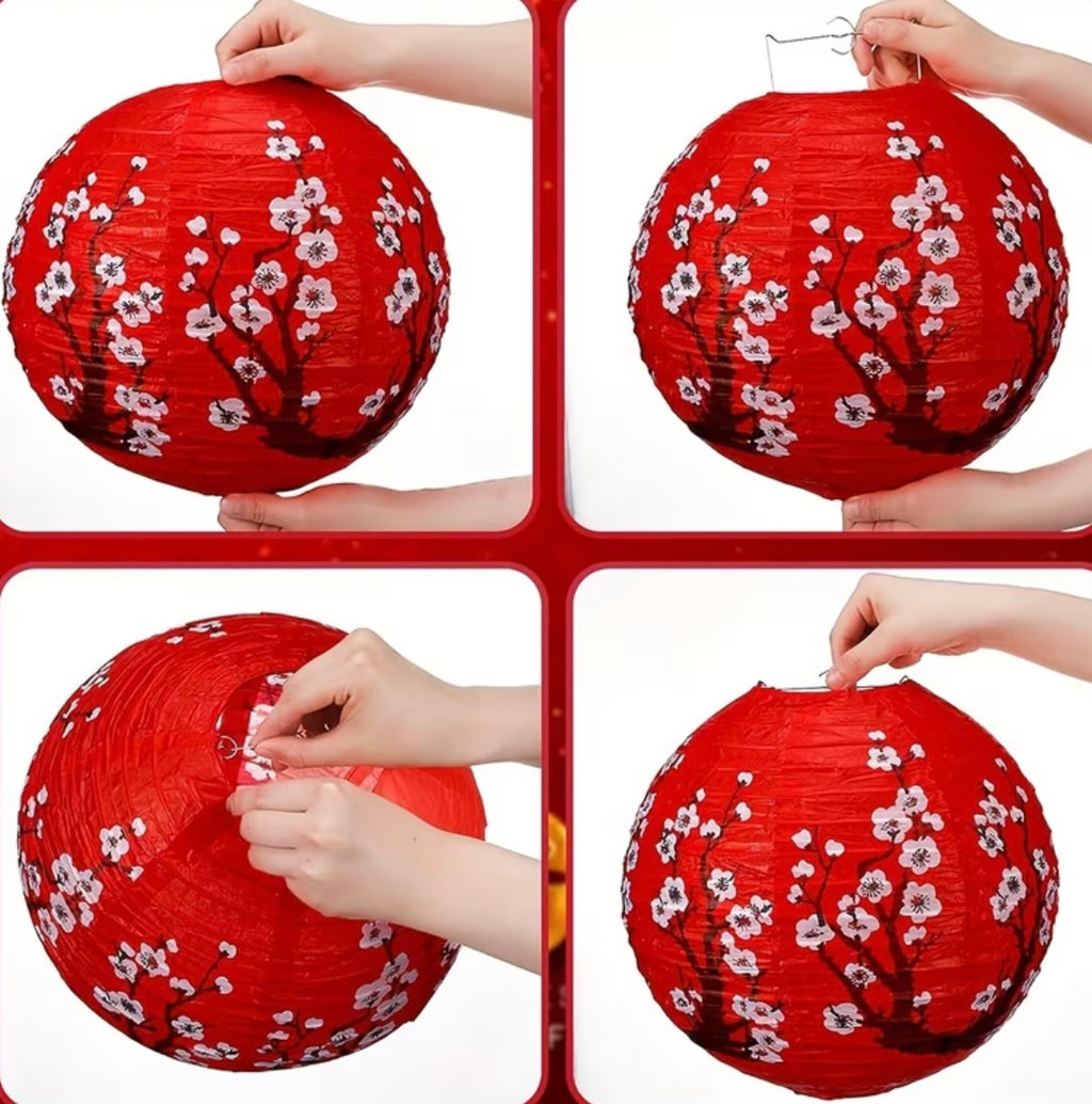 Set of 9 Japanese Cherry Blossom Lanterns