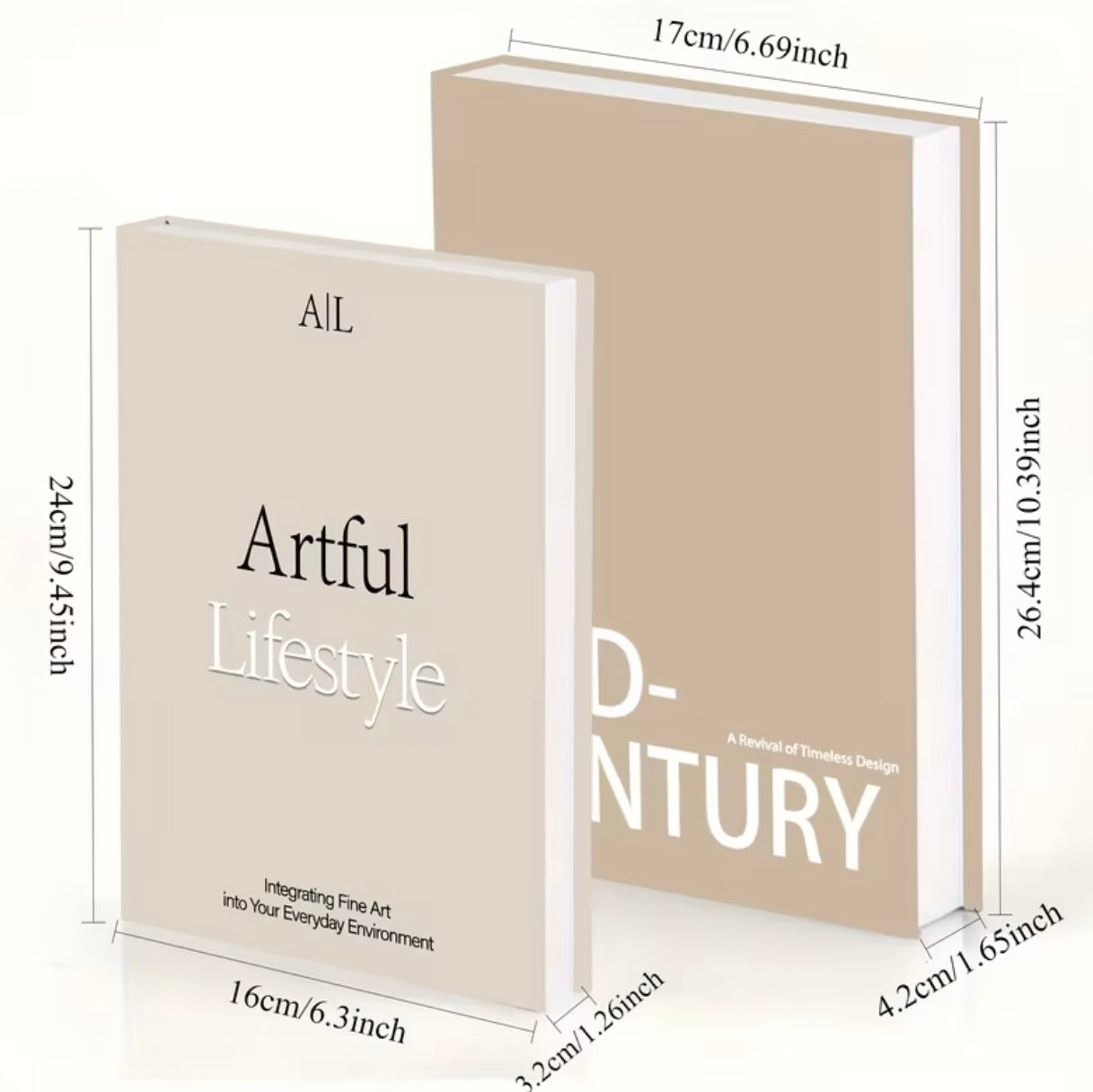Set of 2 fake paper books for aesthetic decoration