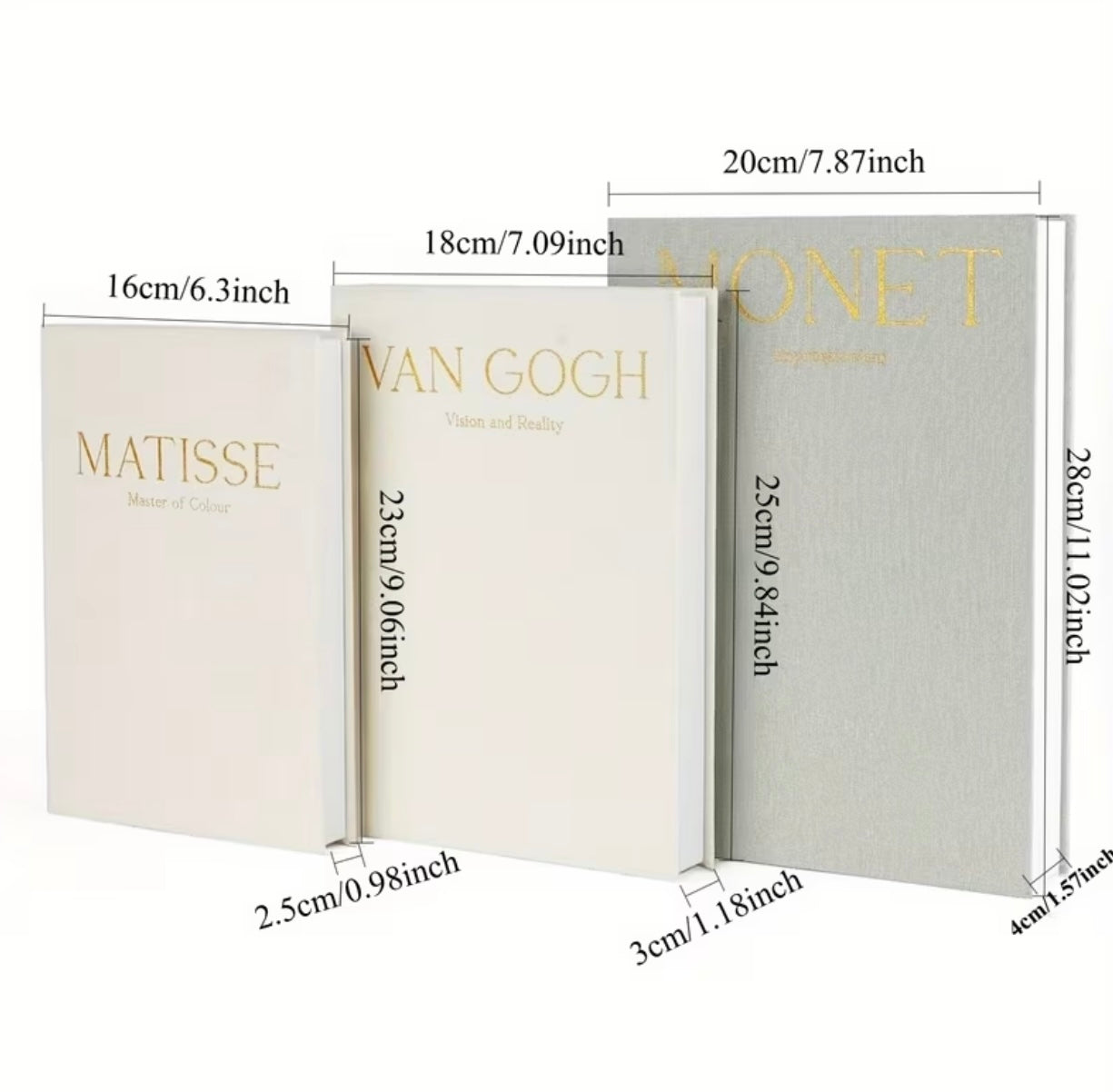 Set of 3 pieces, Decorative book for the home, Decorative linen book