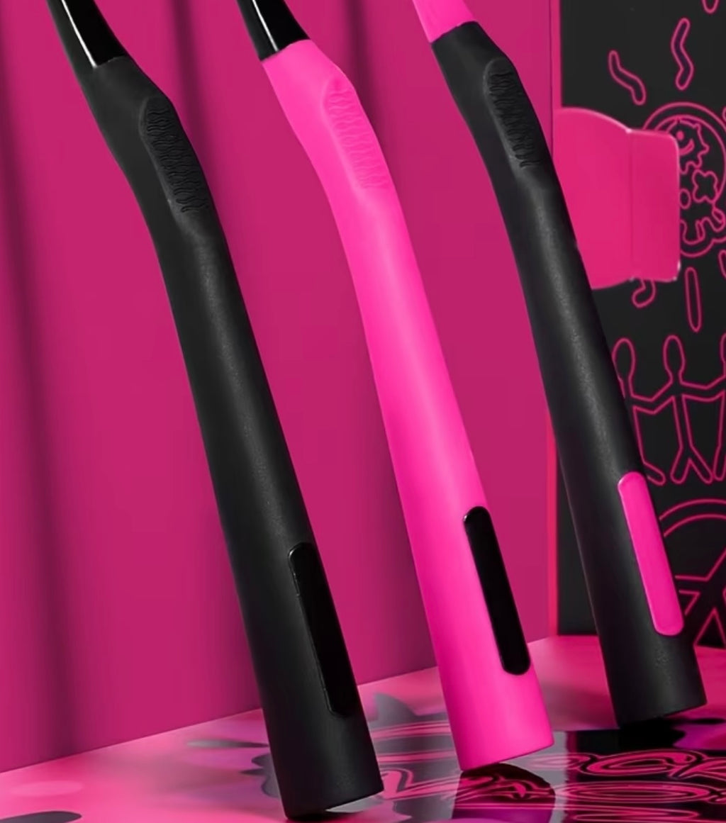 Serie di spazzolini da denti neri e rosa con graffiti, set da 4 pezzi
