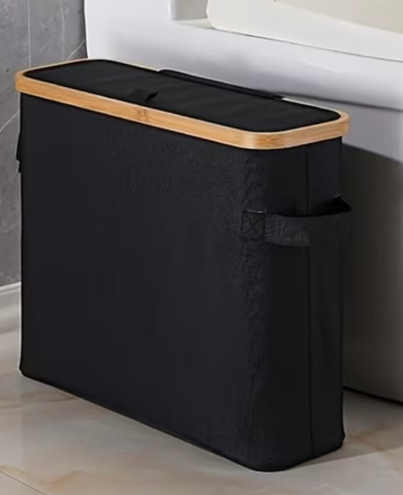 Organizzatore da bagno in bambù moderno con coperchio